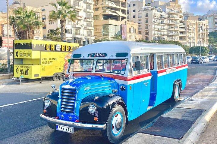 Vintage Bus to Valletta and Sliema and Rabat and Mdina