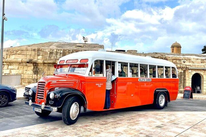 Vintage Bus to Valletta and Sliema and Rabat and Mdina