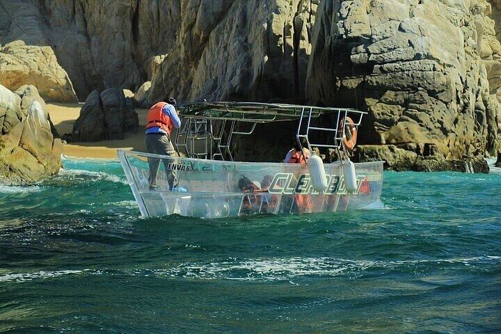 Tour to Arch in the only Clear Boat in Cabo Cruise Hotel PICKUP!
