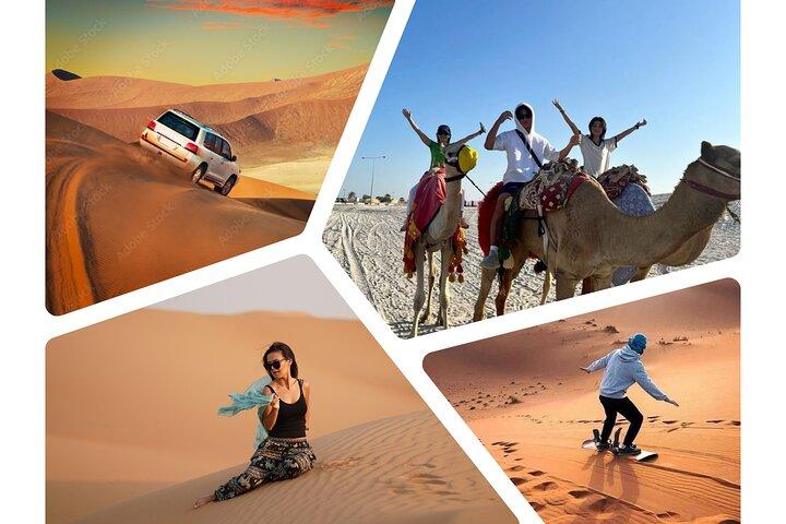 Desert Safari Combo: Kamelreiten, Sandboarden & Binnenseebesuch