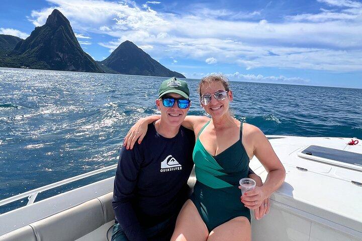 Privat Boat Charter St. Lucia, bådtur til Soufriere. Halv dag.