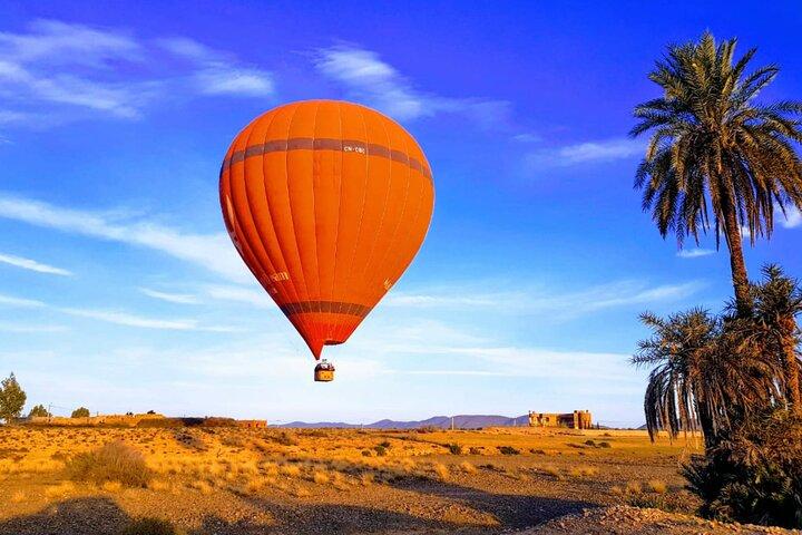 Hot air balloon over Luxor with transportation and soft drinks