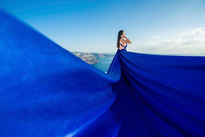 Santorini Flying Dress Fotoshooting