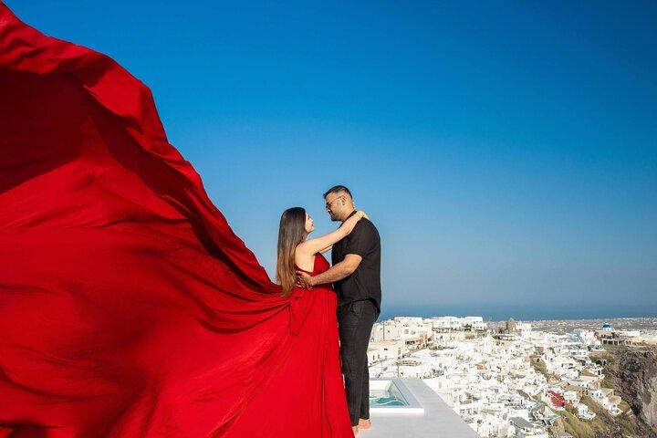 Santorini Flying Dress Fotoshooting
