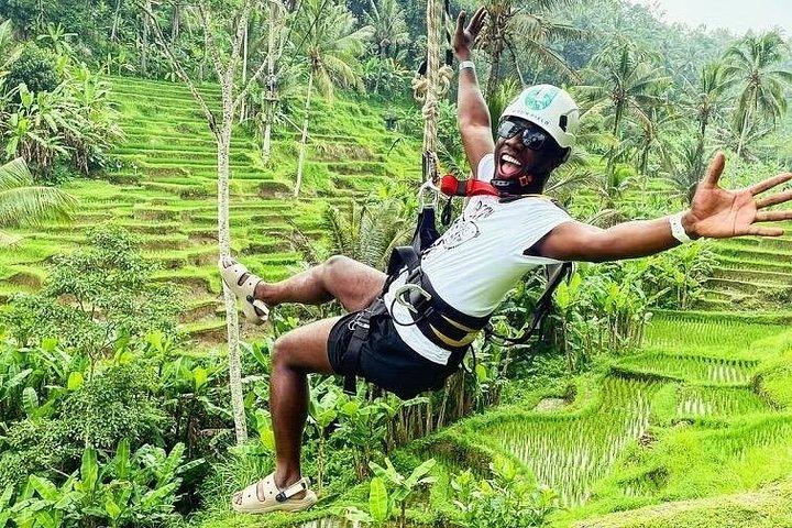 Ubud Zip-line, terraço de arroz e cachoeira