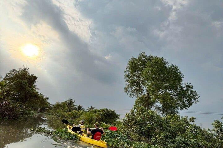 Excursion privée d'une journée dans le delta du Mékong Nature Cano-Kayak-Cyclisme et pêche