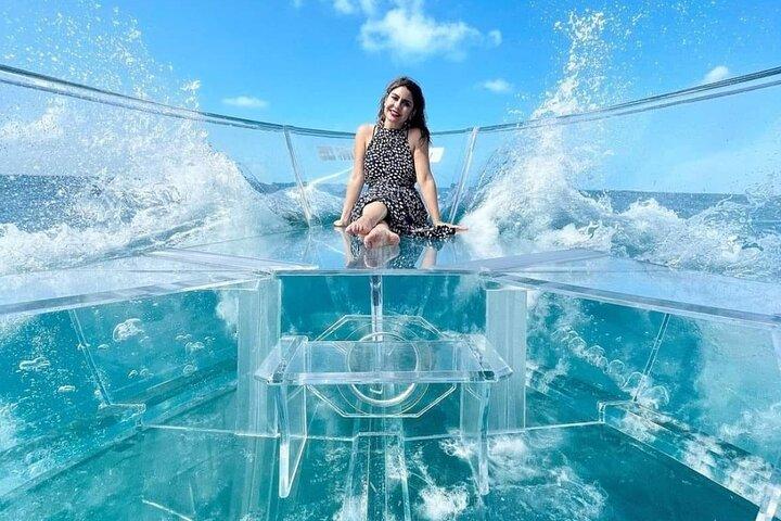 Passeio de barco transparente pelos recifes de Cozumel