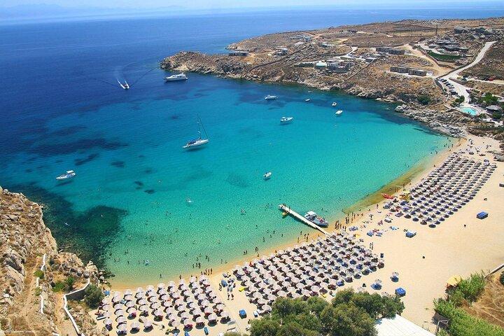 Mykonos liten grupp Beach Transfer & Town Fri tid - Port Pickup