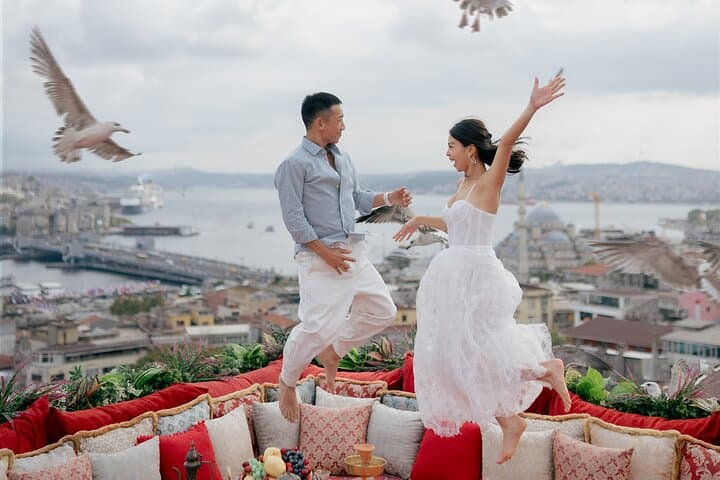 Rooftop Flying Dress Photoshoot in Istanbul
