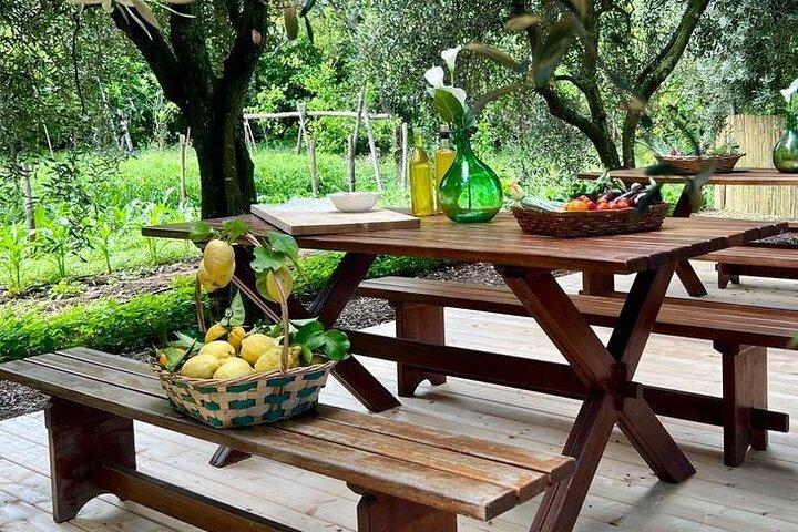 Clase de cocina en un jardín típico de Sorrento