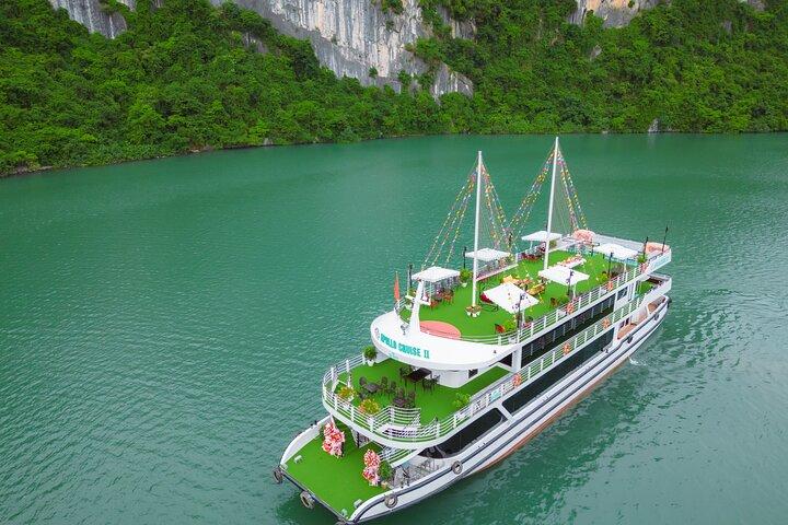 ハノイ豪華日帰りクルーズハロン湾オールインクルーシブビュッフェ付き