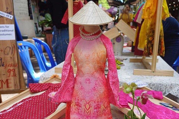 HCM cidade : Vietnamese costume-minisize tradicional Áo long workshop