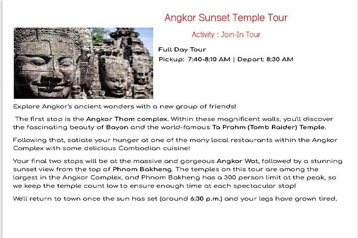 Angkor Wat Sunset Tour -Join-In-Tour With Lunch