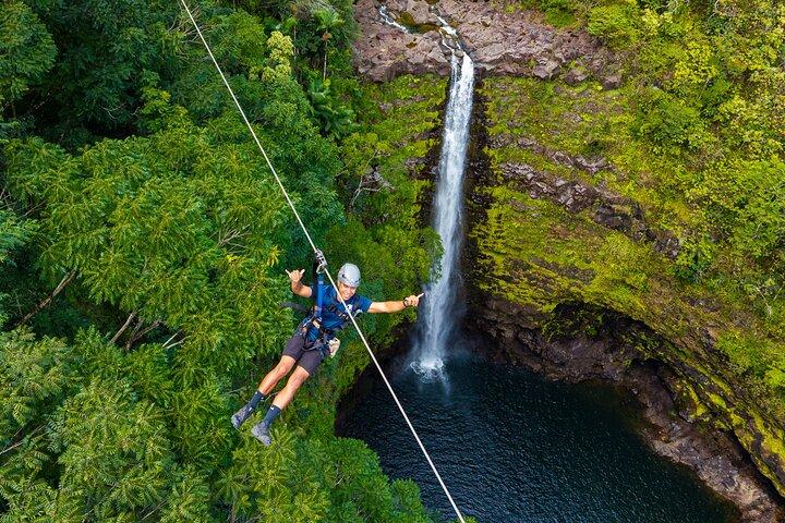 Hilo Waterfall Zipline vicino a Akaka Fall w / Hilo Cruise Ship Pickup