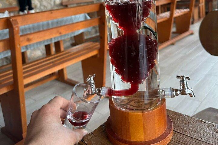 伝統的なアルバニア料理とワインの試飲