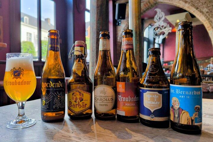 ベルギービールの試飲（ブルージュ） : 6種類のビール、チーズ、地元ホスト