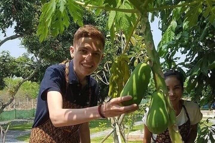 Kochkurs am Vormittag Chiang Mai Besuchen Sie den Bio-Garten und -Markt