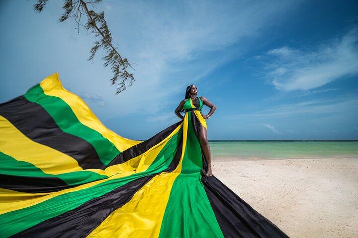 Sesión de fotos con vestido volador en Montego Bay, Jamaica