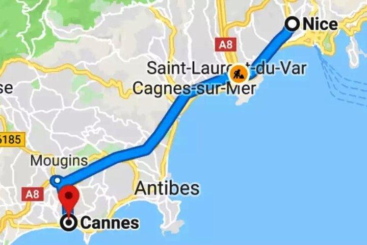 Trasferimento privato dall'aeroporto di Nizza a Cannes o da Cannes a Nizza