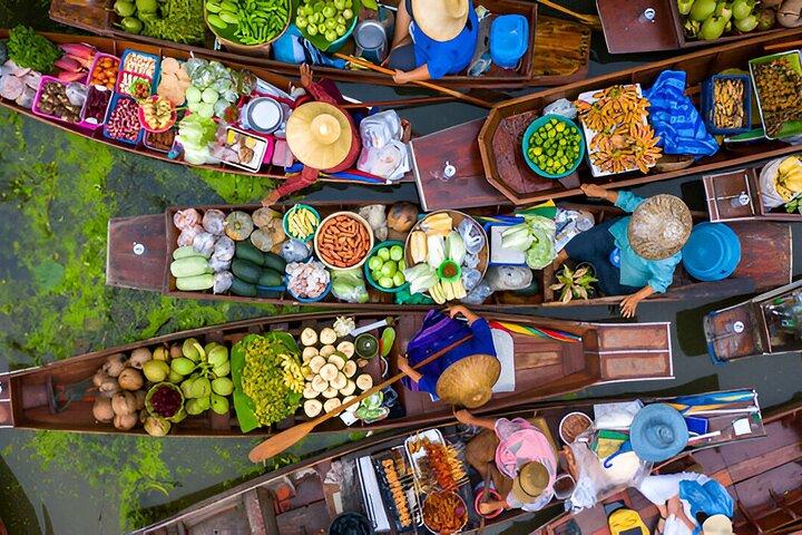 Drijvende markt & spoorwegmarkttour vanuit Bangkok