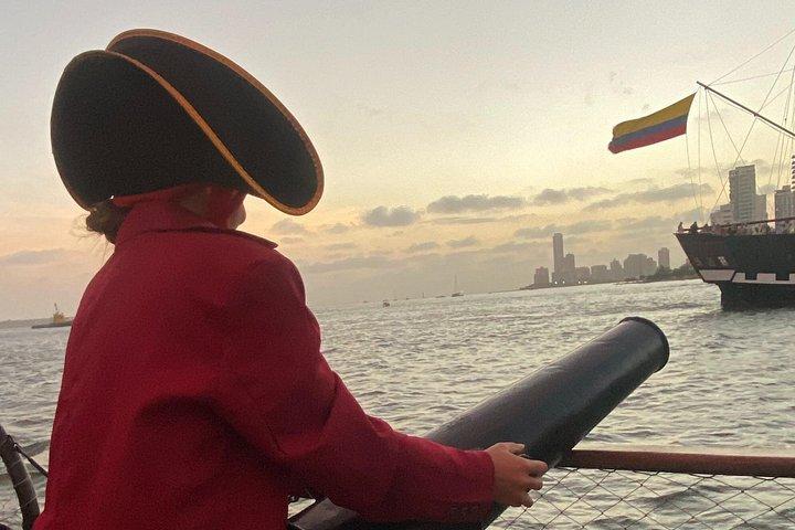 Luxury Cartagena Sunset Pirate ship Adventure, Cannon Show&Drinks