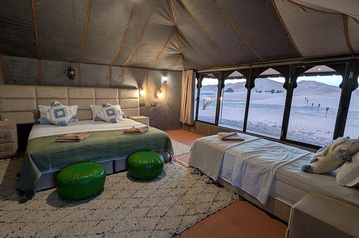 Superior Luxury Camp in Merzouga Desert, Camelo, Jeep, Com AC
