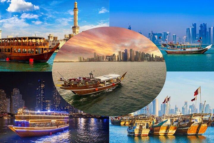 Qatar: magico tramonto e vista sull'orizzonte con crociera tradizionale in Dhow