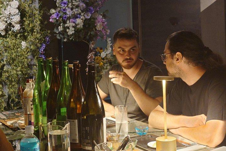 新宿での桜と日本語酒テイスティング