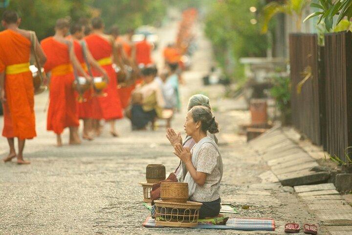 Luang Prabang Alms Giving and Kuang Si Waterfall Private Tour