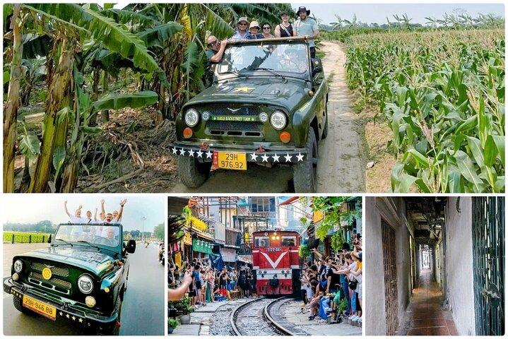 Hanoi Jeep tour: Red River Countryside+ Backstreet+ Trein-straat