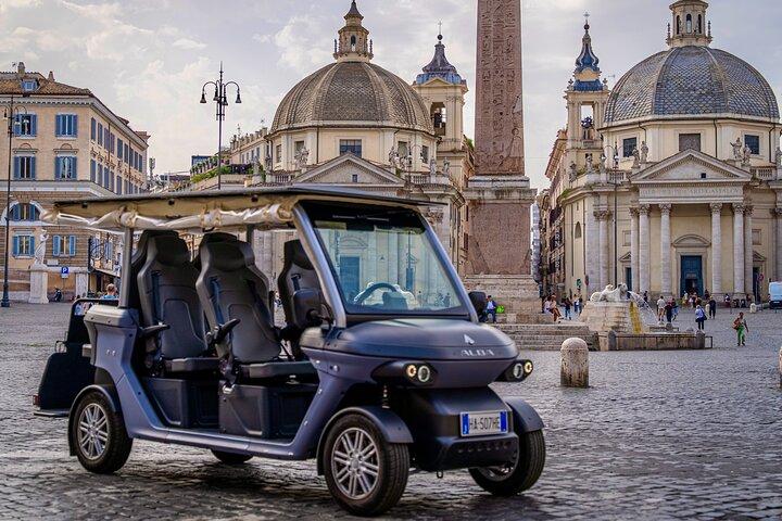 Private Rome Golf Cart VIP Tour Food Tasting + 5 Wines & Pickup