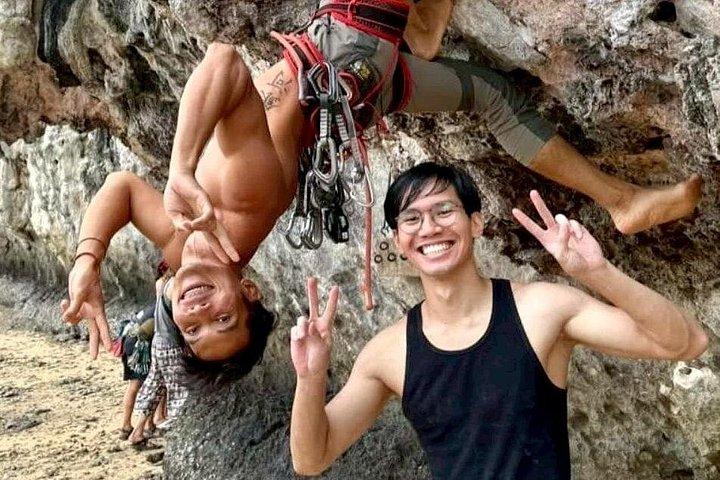 ライレー・クラビ半日ロッククライミングとビッグバット洞窟
