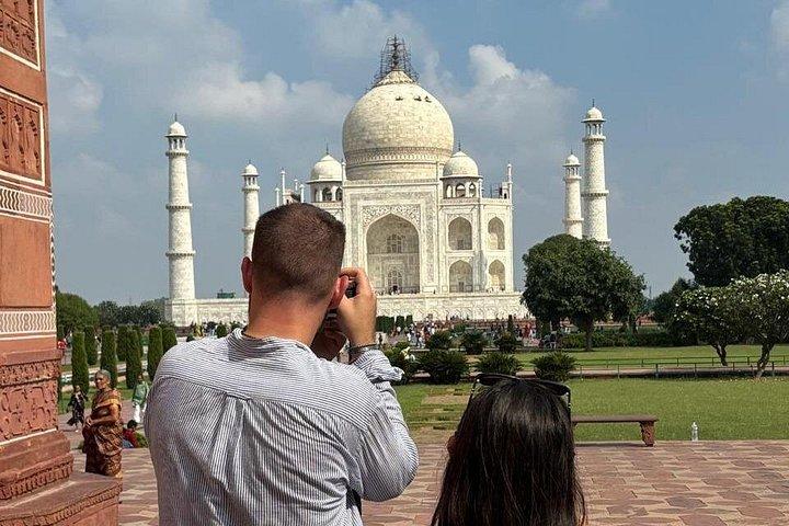 Excursion privée d'une journée au Taj Mahal et au fort d'Agra au départ de New Delhi