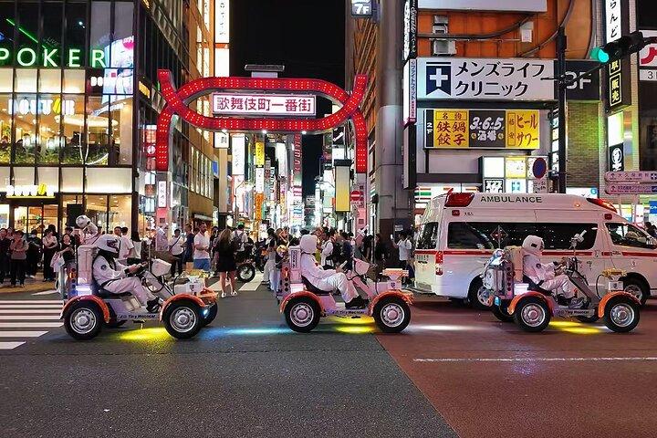 Tokyo Astronaut Tour in Space Suit Drive the Tiny Moon Car