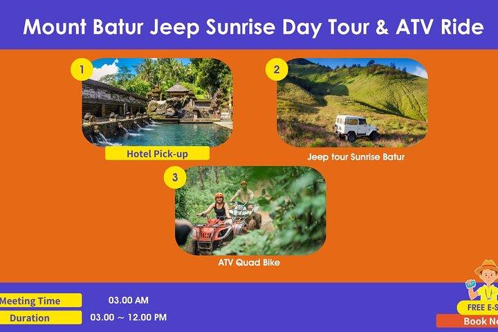 Bali Mount Batur Sunrise Jeep Tour y Ubud ATV (recogida en el hotel)