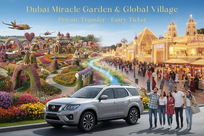 Dubai Miracle Garden&Global Village-Private Transfer-Entry Ticket