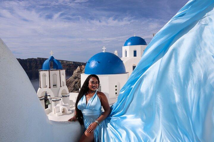 Vestido voador Santorini com pick up do seu hotel & drop off