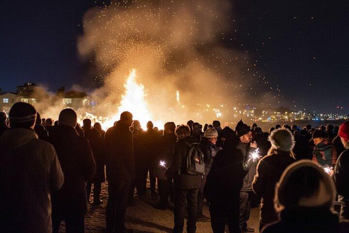 Brande og fyrværkeri nytårsaften tur i Reykjavik