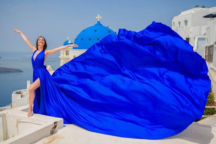 Santorini Flying Dress Fotoshooting