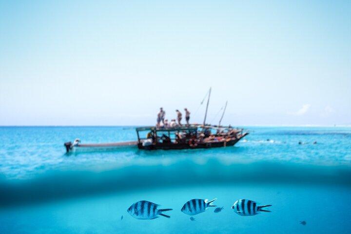 Mnemba Island Volledige dag Dhow snorkeltrip met drankjes en lunch