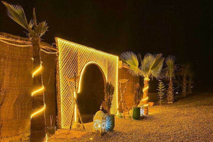 Agafay desert dinner show camel ride with sunset
