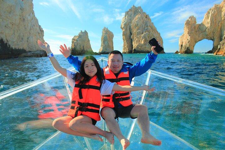 Tour to Arch in the only Clear Boat in Cabo Cruise Hotel PICKUP!