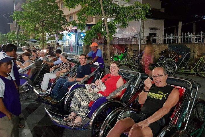Cyclo Ride, Street Food, Folk Music on Perfume River Hue by Night