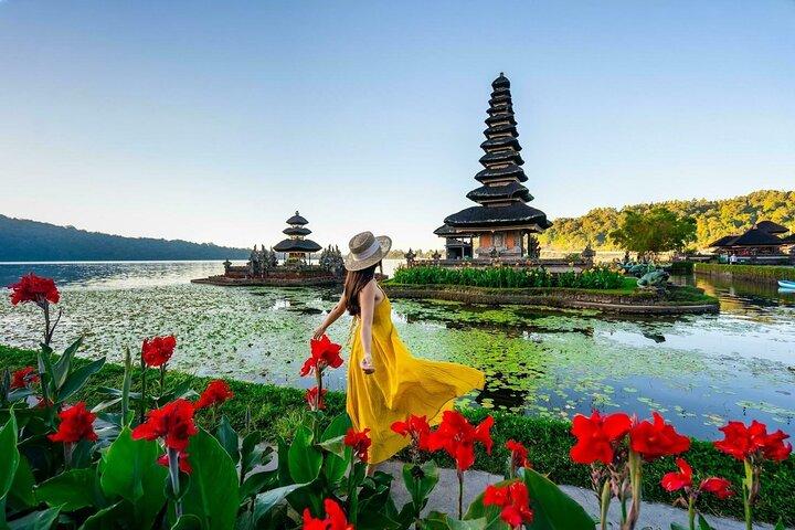 Noord Bali Scenic Rijst Terras met Lake Temple en Waterval