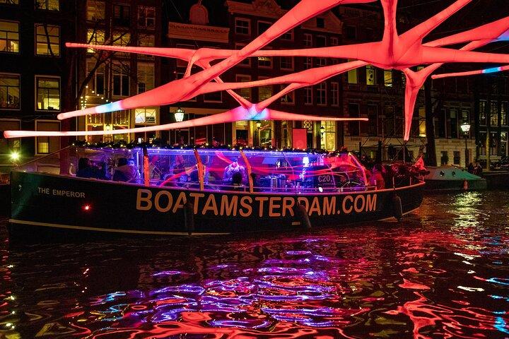 Croisière sur les canaux du festival des lumières d'Amsterdam avec boissons à volonté