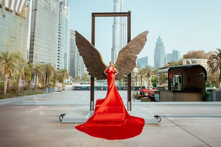 Dubai Burj Khalifa Flying Dress Photoshoot