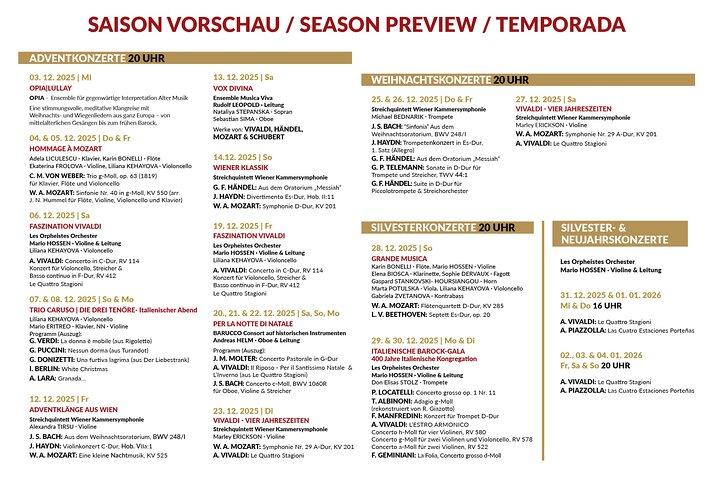 Wien: Festlige advent-, jul- og nytårskoncerter