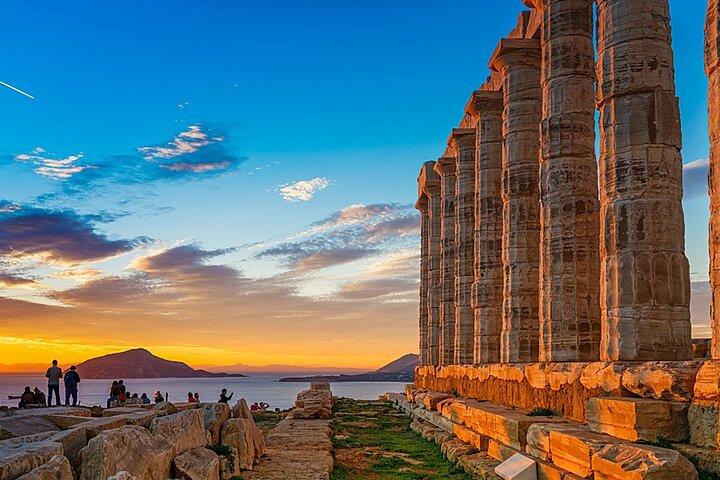 Tour di Capo Sounio e Tempio di Poseidone a nuoto e tramonto
