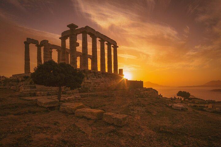 Tour di Capo Sounio e Tempio di Poseidone a nuoto e tramonto