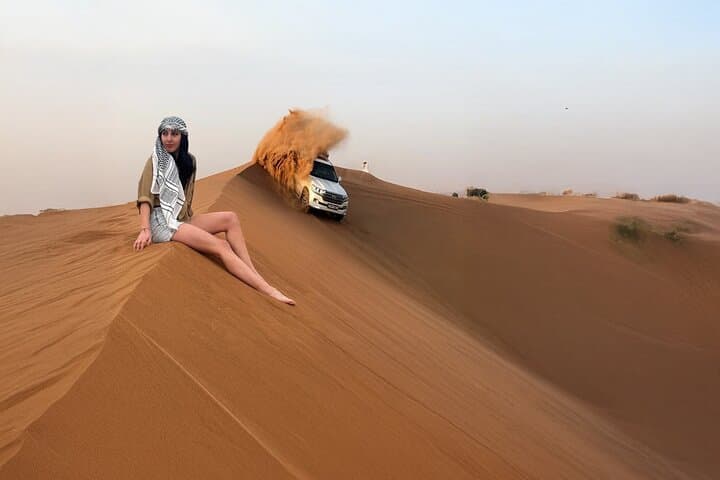 Dubai Evening Desert Safari Premium Camp BBQ Camel Falcon 5 Shows